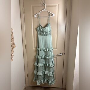 Altar'd State Mint Green Ruffle Maxi Dress